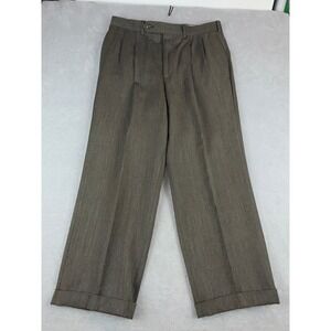 Corbin Mens‎ Heathered Brown Pleated Cuffed Dress Pants Size 32x24